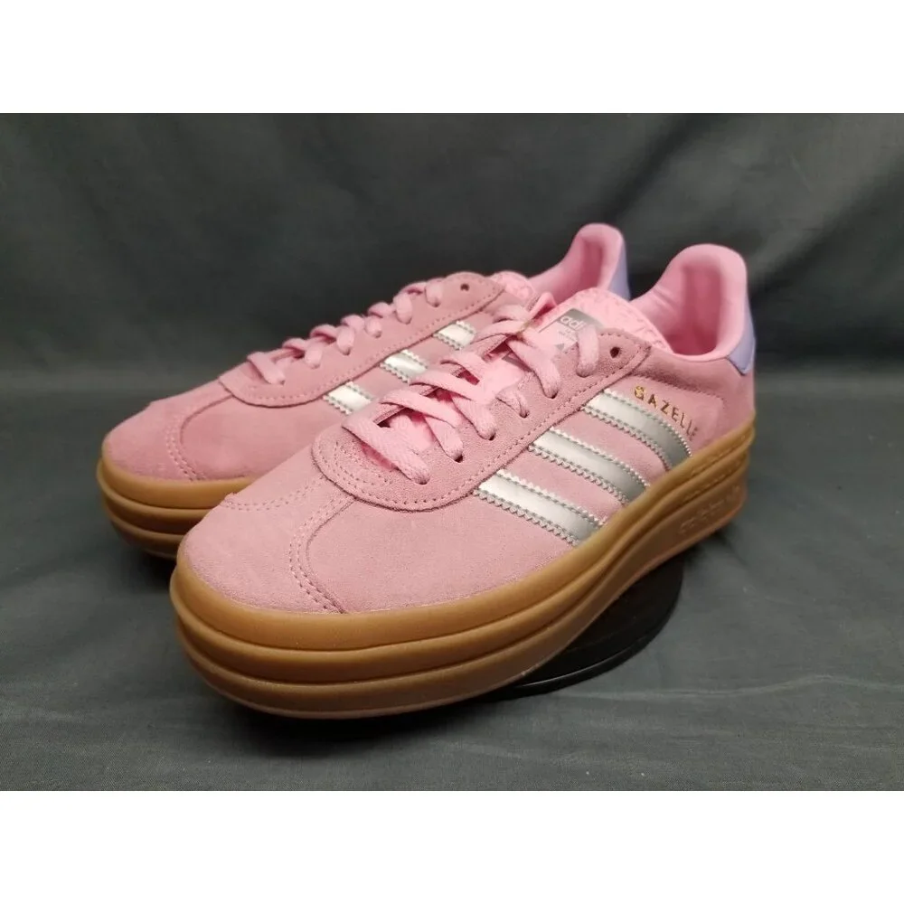 Adidas Gazelle Bold J Sneakers Suede Pink Silver Girls Size 4.5 DISPLAY MODEL! - Picture 5 of 15